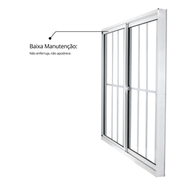 Janela de Alumínio de Correr 100x100cm 2 Folhas com Grade e Vidro Liso Linha Soft MGM Branco - 7