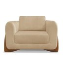 Ver mais imagens de Poltrona Decorativa Valentina Retrô em Tecido Bouclê Bege e Pés em Madeira