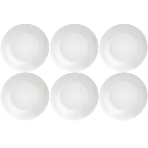 6 Pratos Fundos de Risoto Porcelana Branca 21cm Tramontina Leonora