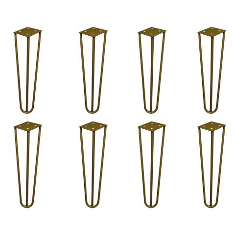 Kit 8 Pés de Metal 25 CM Hairpin Legs Rack Puffs Dourado