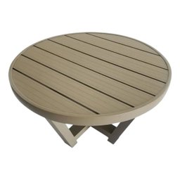 Mesa de Centro Alumínio Ripado Redonda Varanda Piscina 70cm - 2