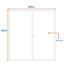 Janela de Alumínio de Correr 100x200cm 4 Folhas 2 Fixas com Vidro Liso Linha Soft MGM Branco - 12