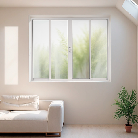 Janela de Alumínio de Correr 100x200cm 4 Folhas 2 Fixas com Vidro Liso Linha Soft Mgm Branco