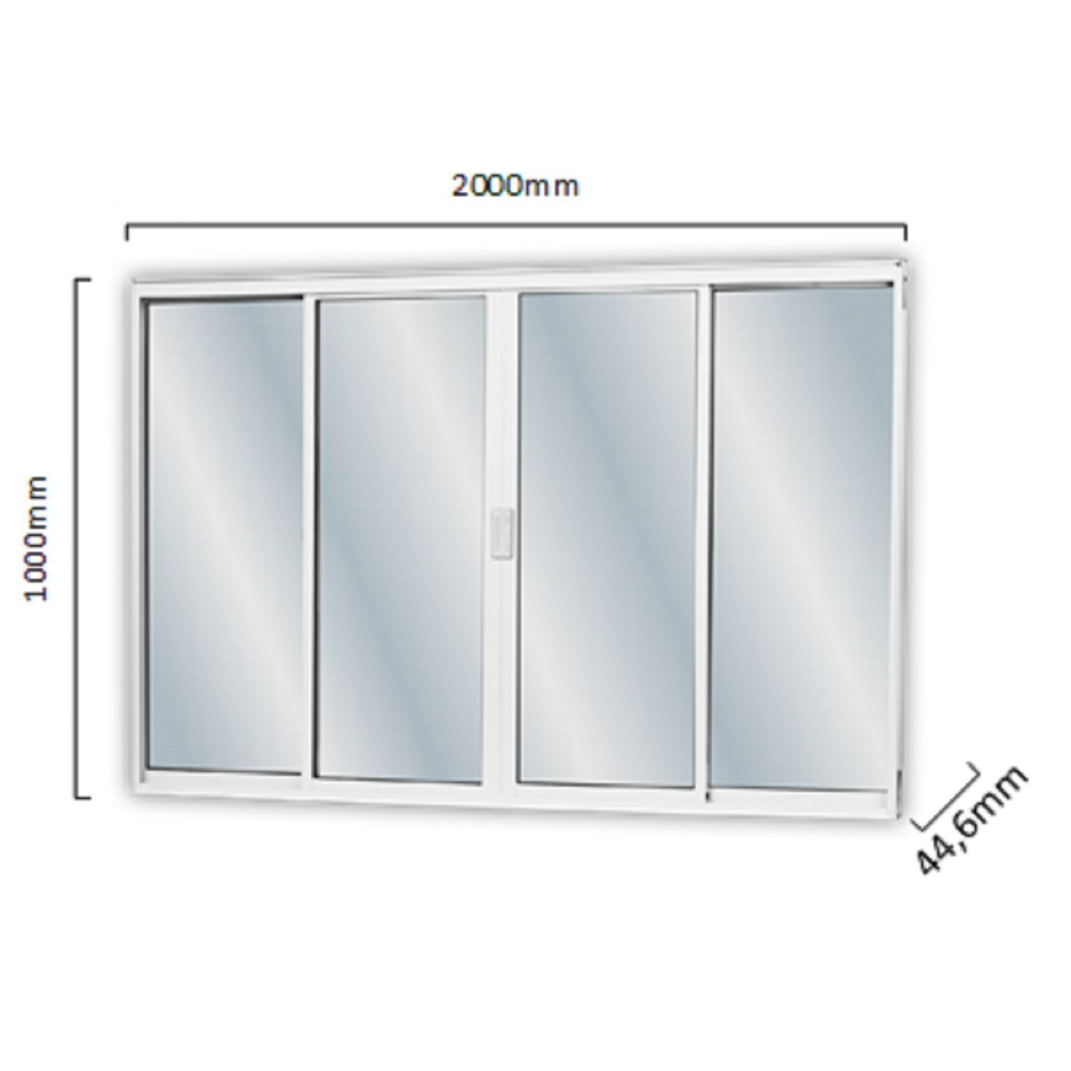 Janela de Alumínio de Correr 100x200cm 4 Folhas 2 Fixas com Vidro Liso Linha Soft MGM Branco - 3