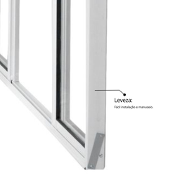 Janela de Alumínio de Correr 100x200cm 4 Folhas 2 Fixas com Vidro Liso Linha Soft MGM Branco - 10