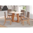 Ver imagem 1 de Conjunto: Mesa Sala Jantar Lins C/ Tampo Madeirado 120x80cm e 4 Cadeiras Milla Nature/off White -