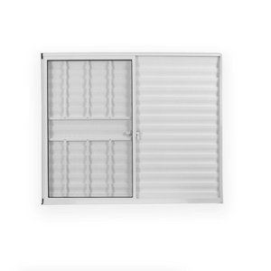 Janela de Alumínio Veneziana 100x120cm 3 Folhas 1 Fixa com Grade e Vidro Liso Soft Plus Mgm Branco