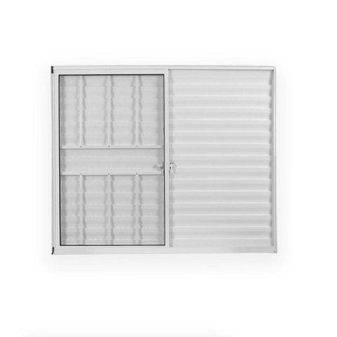 Janela de Alumínio Veneziana 100x120cm 3 Folhas 1 Fixa com Grade e Vidro Liso Soft Plus Mgm Branco