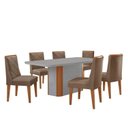 Ver imagem 2 de Conjunto Sala de Jantar Mesa Tampo MDF/Vidro 6 Cadeiras Ester Off White/Capuccino/Marromle