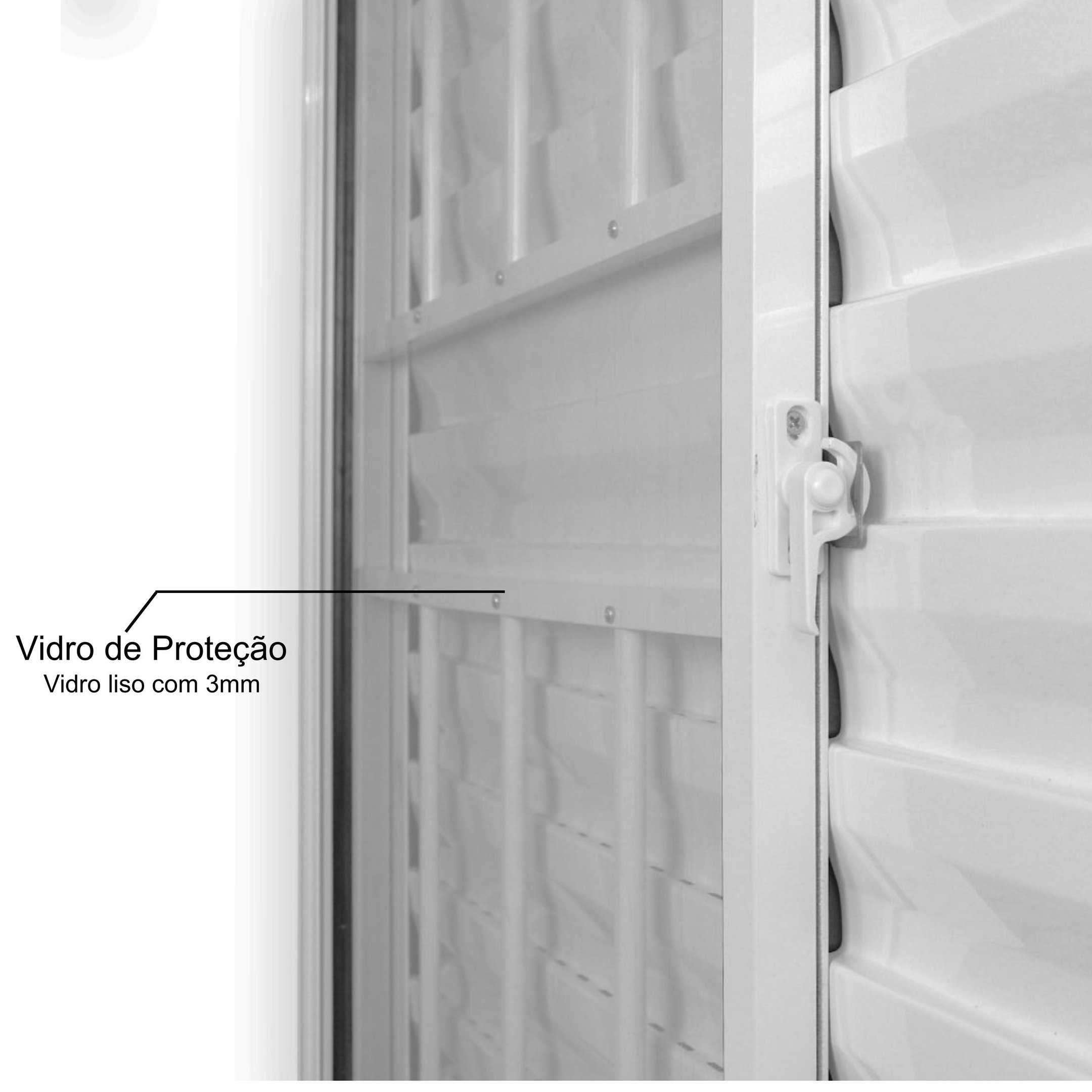 Janela de Alumínio Veneziana 100x150cm 3 Folhas 1 Fixa com Grade e Vidro Liso Soft Plus MGM Branco - 4