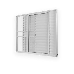 Janela de Alumínio Veneziana 100x150cm 3 Folhas 1 Fixa com Grade e Vidro Liso Soft Plus MGM Branco - 2