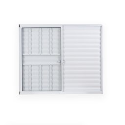 Janela de Alumínio Veneziana 100x150cm 3 Folhas 1 Fixa com Grade e Vidro Liso Soft Plus MGM Branco - 1