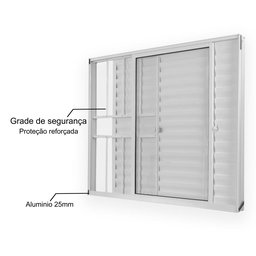 Janela de Alumínio Veneziana 100x150cm 3 Folhas 1 Fixa com Grade e Vidro Liso Soft Plus MGM Branco - 5