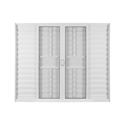 Janela de Alumínio Veneziana 100x150cm 4 Folhas com Grade sem Vidro Soft Plus Mgm