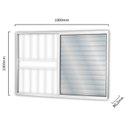 Ver imagem 2 de Janela de Alumínio Veneziana de Correr 100x120cm 3 Folhas 1 Fixa com Grade e Vidro Liso Linha Soft m Branco MGM
