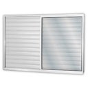 Ver imagem 1 de Janela de Alumínio Veneziana de Correr 100x100cm 3 Folhas 1 Fixa com Vidro Liso Linha Soft Mgm Branc
