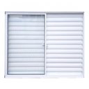 Ver imagem 1 de Janela de Alumínio Veneziana de Correr 100x120cm 3 Folhas 1 Fixa com Vidro Liso Linha Soft MGM Branc Branco