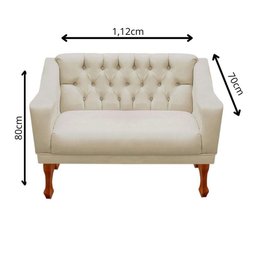 Kit Namoradeira + 2 Poltrona Decorativa Grécia Dritex Suede Bege - 7