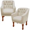 Kit Namoradeira + 2 Poltrona Decorativa Grécia Dritex Suede Bege - 3