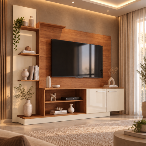 Estante para TV até 55 Polegadas Havana 2 Portas Cinamomo/Off White - Fellicci Móveis