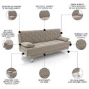 Ver imagem 3 de Sofá Cama para Sala de Estar Quarto 193cm Bela M22 Suede Bege - Mpozenato