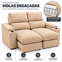 Ver imagem 2 de Sofá 2 Lugares 1,70m Retrátil e Reclinável Malibu Bom Pastor Linho Bege