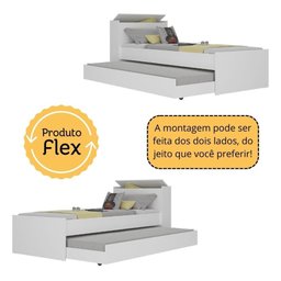 Conjunto Quarto Bicama com Colchão e Baú/mesa de Cabeceira Suspensa Multimóveis Mp4221 Branco - 3