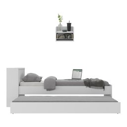 Conjunto Quarto Bicama com Colchão e Baú/mesa de Cabeceira Suspensa Multimóveis Mp4221 Branco - 5