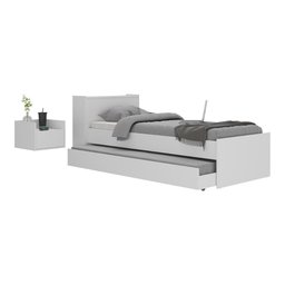 Conjunto Quarto Bicama com Colchão e Baú/mesa de Cabeceira Suspensa Multimóveis Mp4221 Branco - 1