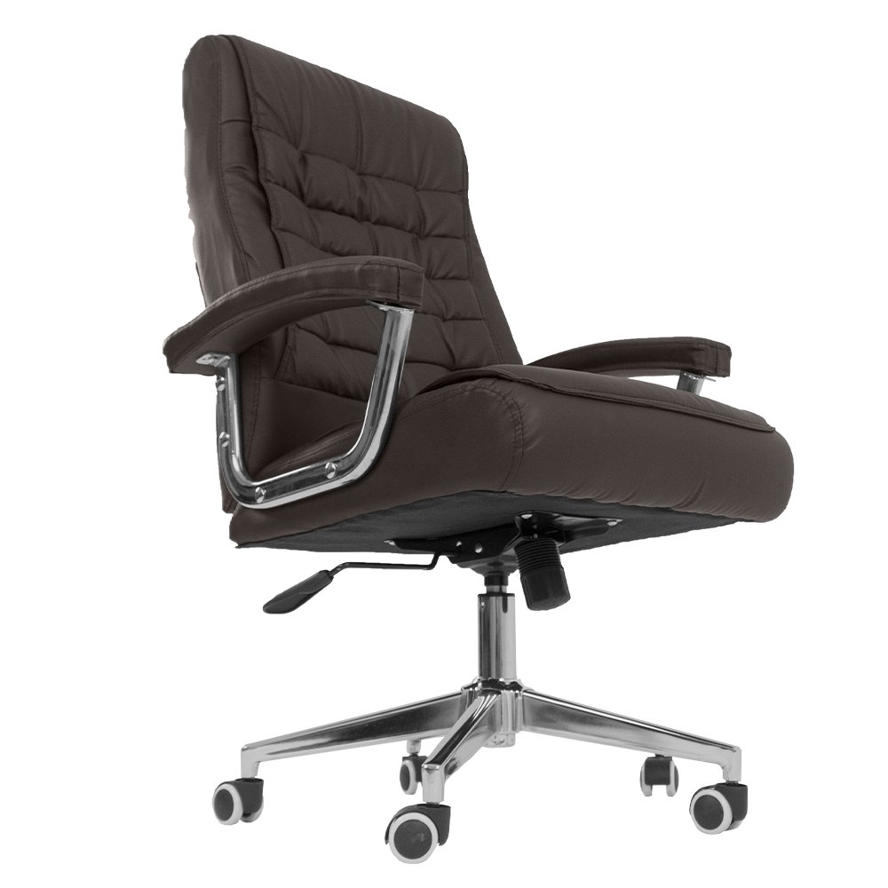 Cadeira de Escritório Presidente Ergonomica Giratoria: Marrom ...