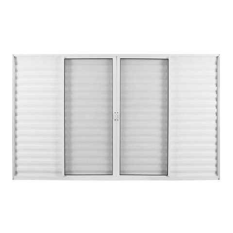 Janela de Alumínio Veneziana de Correr 100x200cm 6 Folhas 2 Fixas com Vidro Liso Linha Soft MGM Bran Branco