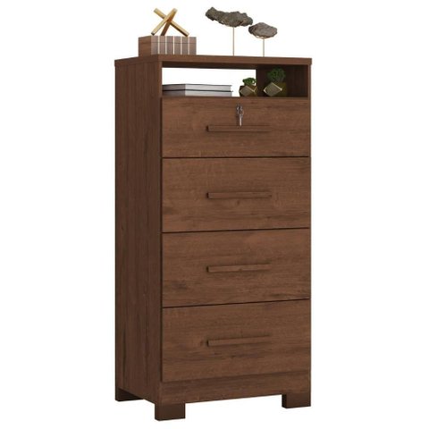 Cômoda Primor Max 4 Gavetas 1 Nicho MDP Puxador MDF Cinamomo