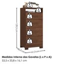 Ver imagem 2 de Cômoda Primor Max 4 Gavetas 1 Nicho MDP Puxador MDF Cinamomo