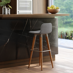 Banqueta Alta Línea Balcão Bar Cozinha Ilha Champanhe Cinza