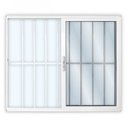 Ver imagem 1 de Janela de Alumínio de Correr 100x120cm 2 Folhas com Grade e Vidro Liso Linha Solida MGM Branco