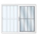 Ver imagem 1 de Janela de Alumínio de Correr 100x100cm 2 Folhas com Grade e Vidro Liso Linha Solida MGM Branco
