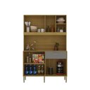 Ver imagem 2 de Armário de Cozinha Compacto Liv 5 Portas 1 Gaveta com Nicho Decorativo 1,20m - Freijó/gris