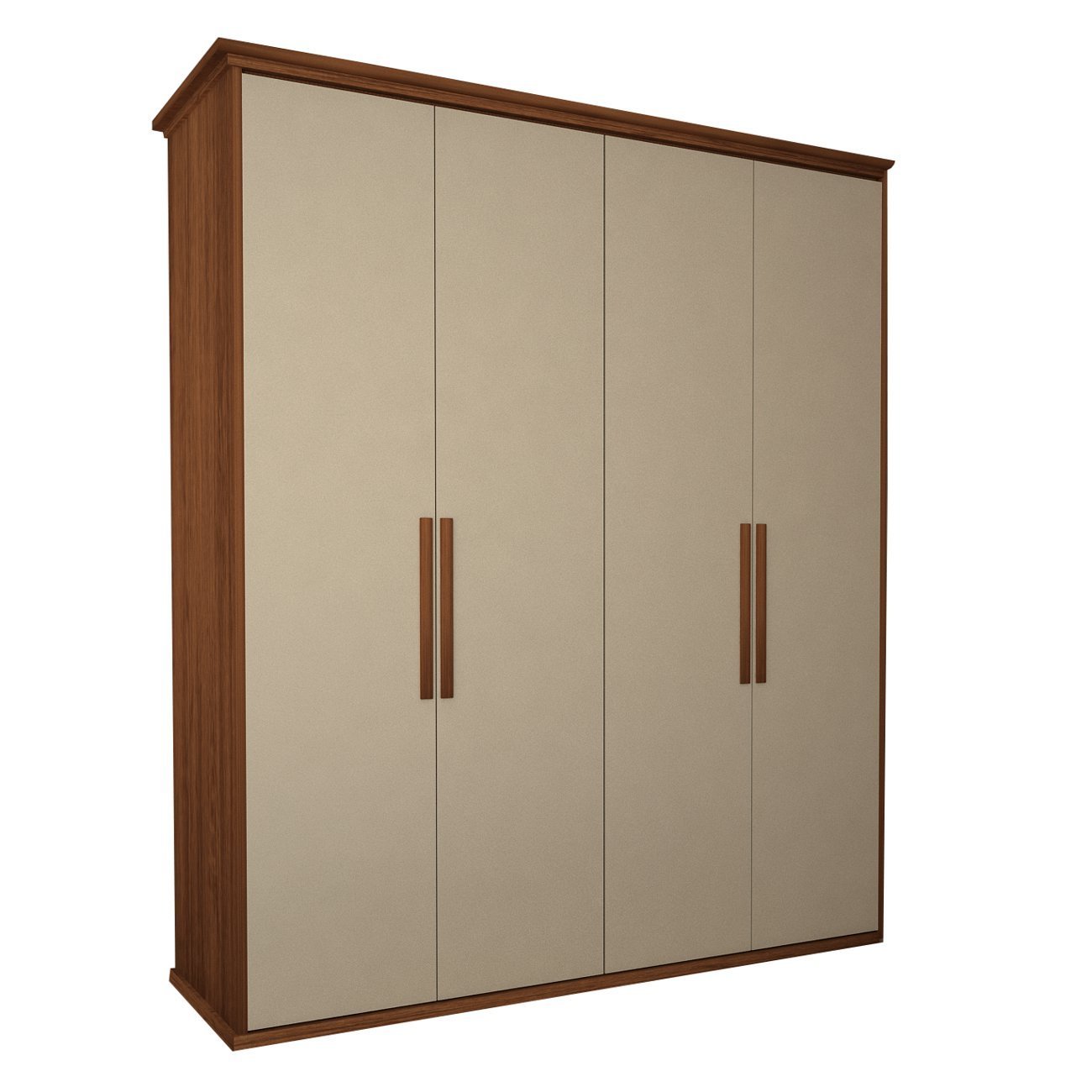 Guarda-roupa Solteiro Eco 12 100% Mdf 4 Portas 2 Gavetas Bom Pastor - Amêndoa/off - 2