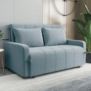 Sofá Cama Amora Matrix Veloplus Reclinável + 2 Almofadas - Azul