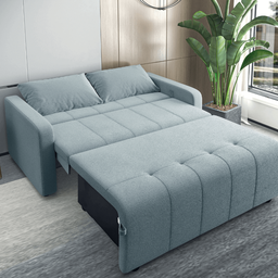 Sofá Cama Amora Matrix Veloplus Reclinável + 2 Almofadas - Azul - 4