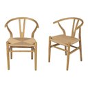 Ver imagem 2 de Kit 2 Cadeiras de Jantar Wishbone em Madeira com Assento Rattan Bege