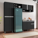 Ver imagem 2 de Kit de Cozinha Completo 230cm Vanessa 3 Peças Ajl Móveis:preto