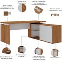 Ver imagem 6 de Mesa para Escritório Home Office em L 170x155cm Unik A02 Freijó Branco - Lyam Decor