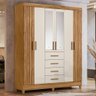 Guarda Roupa Solteiro Aruba 6 Portas e 4 Gavetas Freijó/off White com Espelho - Moval - 2