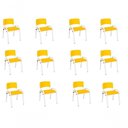 Ver imagem 1 de Kit 12 Cadeira Iso Infantil Creche, Base Branco Amarelo