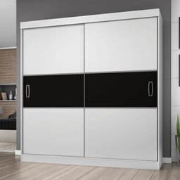 Guarda Roupa Casal 1940 2 Portas de Correr - Araplac - Branco/Preto - 5