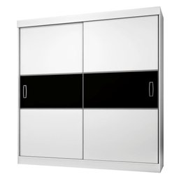 Guarda Roupa Casal 1940 2 Portas de Correr - Araplac - Branco/Preto - 6