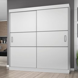 Guarda Roupa Casal 1940 2 Portas de Correr - Araplac - Branco/Preto - 2