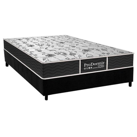 Cama Box Casal: Colchão Molas Probel Prolastic Sleep + Base Crc Suede Black(138x188)