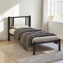 Ver imagem 3 de Cama Solteiro Infantil Juvenil Aurora de Ferro Reforçada com Painel Estofado Corino:preto/branco
